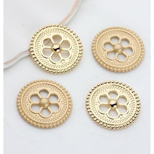 Zinc Alloy Golden Round Flowers Coin Charms Linker Connector 6pcs/lot For DIY Fashion Earrings jewelry making accessories