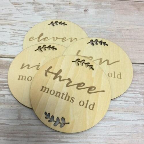 Wood month card newborn gift card 12 month baby milestone card 15 pcs