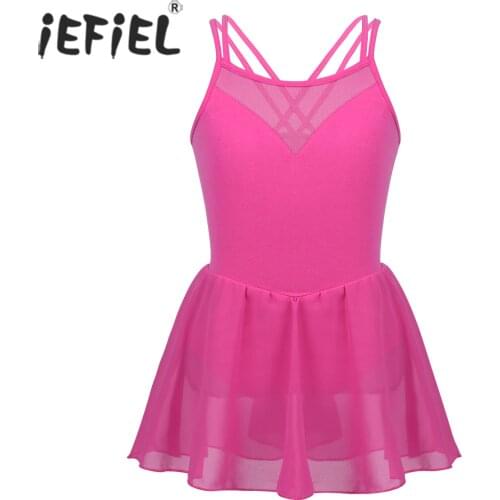 Kids Girls Spaghetti Elastic Mesh Splice Ballet Dance Class Gymnastics Exercise Leotard Costumes Profession Ballerina Turnpakje