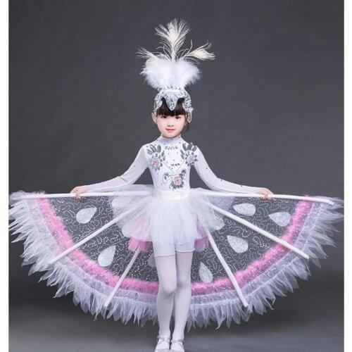 Childrens Day Dance Costumes Kindergarten National Dancing Uniform Elegant Carnival Girls Peacock Stage Performance Clothing