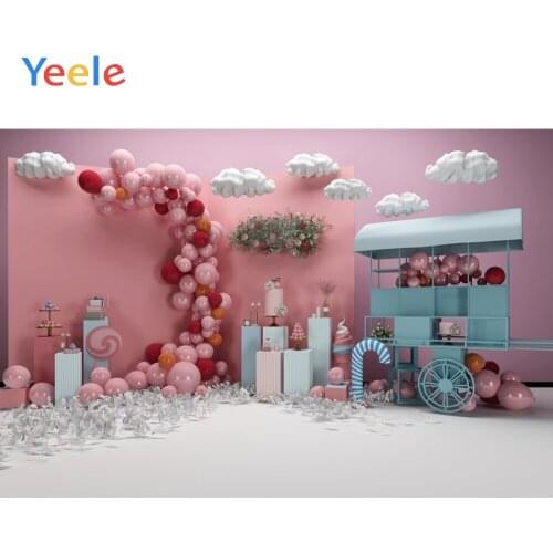 Yeele Photophone Candy Bar Scenes Cotton Cloud Balloons Baby Child Backdrop Backgrounds Photography Props Photo Shoot Photozone