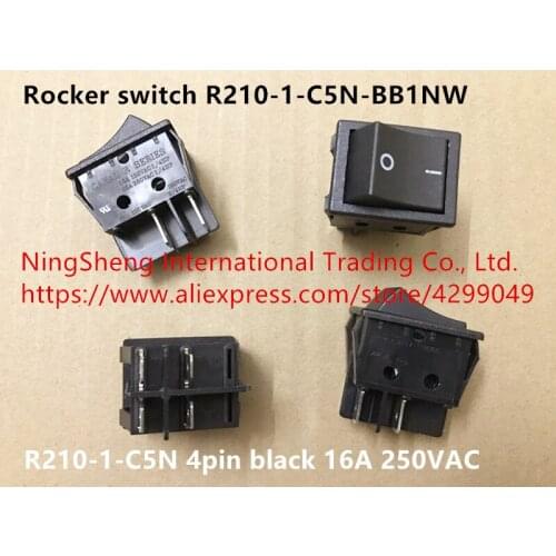 Original new 100% import rocker switch R210-1-C5N-BB1NW 4pin black 16A 250VAC
