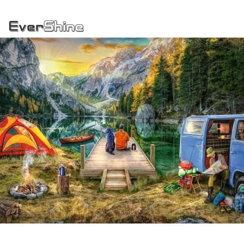 Evershine 5D DIY Diamond Painting Mountain Landscape Cross Stitch Diamond Mosaic Lake Embroidery Sale Art Handmade Hobby