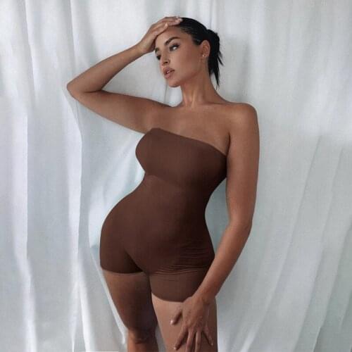 Sexy Women Sleeveless Bodycon Slim Overalls High Waist Short Playsuit Tube Tops Strapless Jumpsuit Romper One Piece Outfit