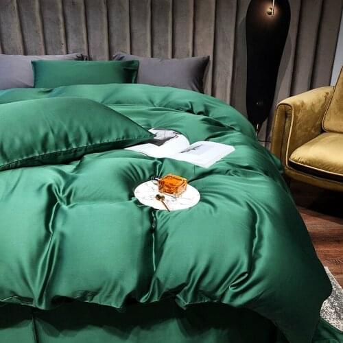 Summer Bedding Set 80 Double-sided Silk Four-piece Set Simple Ice Silky Cool Feeling Duvet Cover Sheet White Bedding