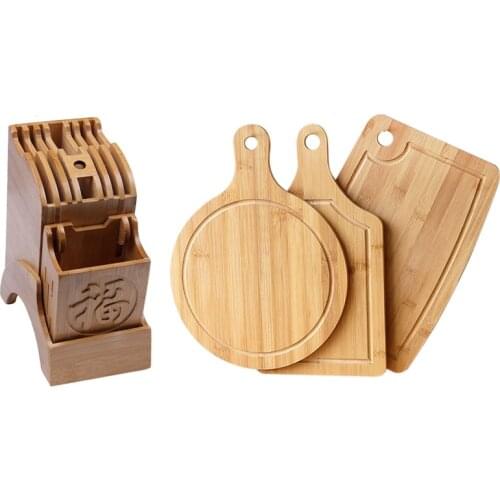 Kitchen Bamboo Knife Holder Chopsticks Storage Shelf Storage Rack with Bamboo Cutting Board Promotion