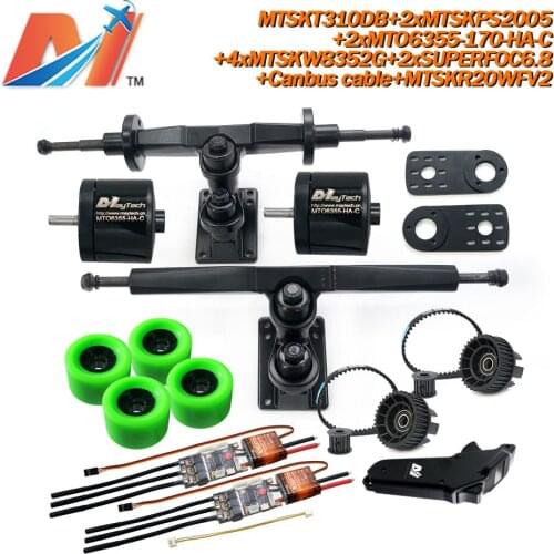 Maytech Sealed 6355 6365 6374 Motor 4x 8352 Wheels Truck Set MTSKR2005WF Waterproof Remote SUPERFOC6.8 VESC Esk8 Kit Eboard