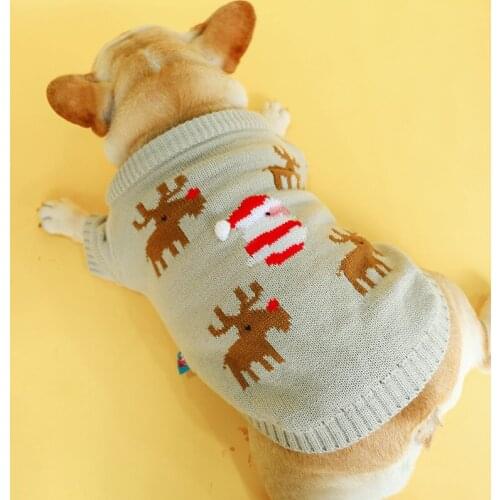 Lovely Dog Christmas Clothes For Small Medium Dogs Festival Dog Sweater Hoodie Cartoon French Bulldog Costume Maltese Outfit