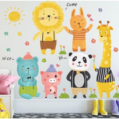 Lovely Small Animals Wall Sticker Painting for Baby Room Bedroom Decor Nursery Wall Decals Door Posters DIY Wallpaper Mural
