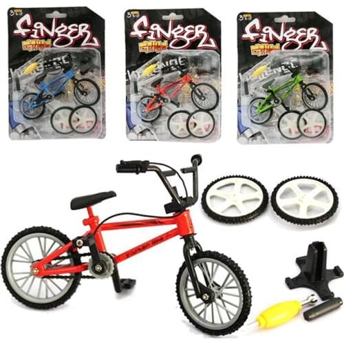 Mini Finger BMX Bicycle with Brake Rope Tool Spare Tire Wheel Novelty Gag Toys Finger BMX Bike Model Table Games Kids Toys