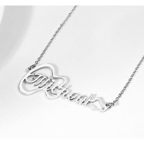 Fashion Rock Music Guitar Pendant Men Women Custom Name Neckalces Stainless Steel Jewelry Nameplate Chain Necklace colgante