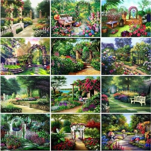 MomoArt Diamond Embroidery Garden Mosaic Art 5D DIY Diamond Painting Landscape Rhinestone Art Home Decorations
