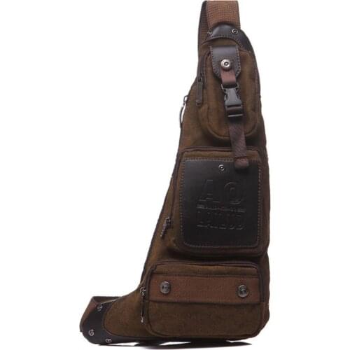 High Quality Canvas Chest Bag For Men Riding Travel Casual Sling Shoulder Messenger Crossbody Bags Vintage Trend Male Back Pack