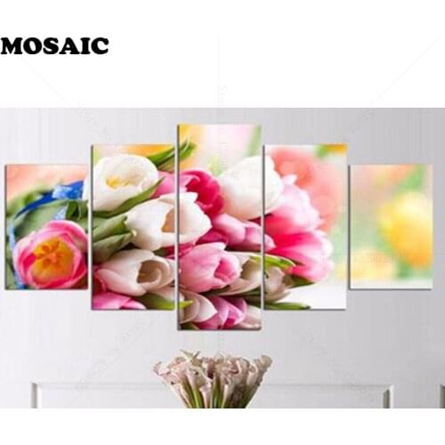 New 5d Diy Diamond Painting Colorful roses Cross Stitch 3d Diamond Embroidery Crystal Diamond Mosaic Picture Needlework 5pcs/set