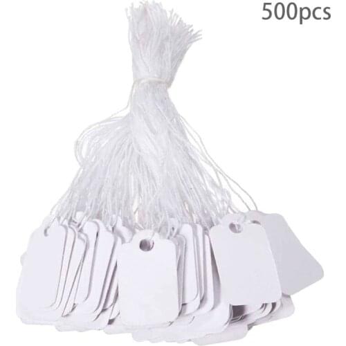 Wholesal 500pc Price Label Tags String Tie Watch Jewelry Display Merchandise Price Label Paper Cards Rectangular Blank Price Tag