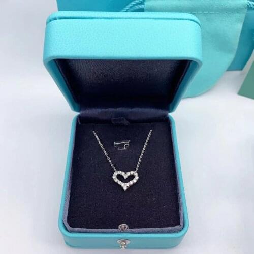 925 silver moissanite necklace creative Valentines Day set necklace earrings heart-shape fashion female moissanite jewelry