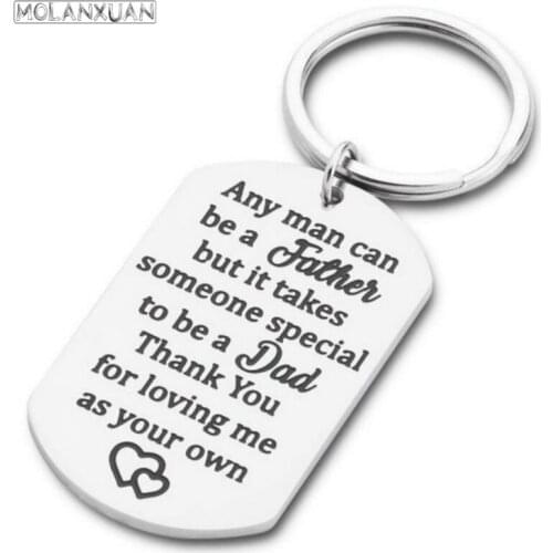 Step Fathers Day Gift Keychain for Dad From Daughter Son Any Man Can Be A Father Keyring Birthday Wedding Gifts for Stepdad Men