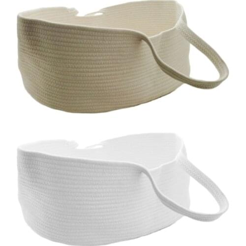 Portable Baby Moses Basket Carrier Cotton Rope Woven Crib Newborn Sleeping Bed