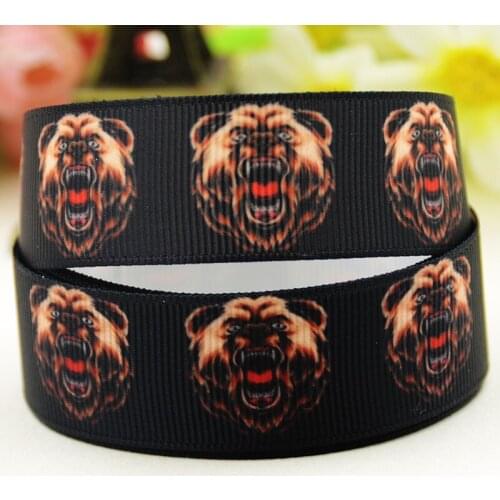 22mm 25mm 38mm 75mm Bear Cartoon pattern printed Grosgrain Ribbon party decoration 10 Yards X-04090