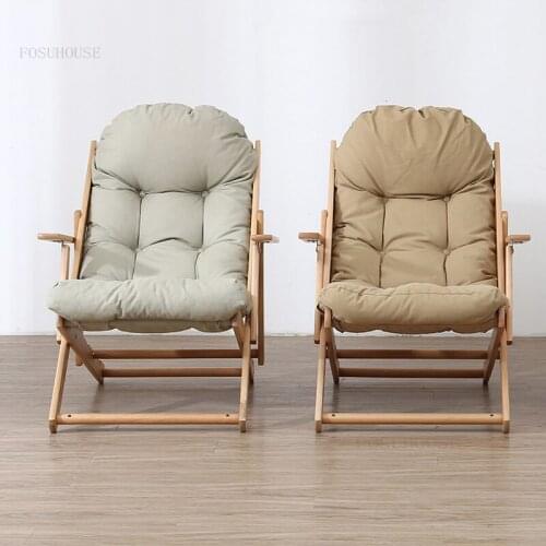 Nordic Solid Wood Living Room Single Sofa Bedroom Dormitory Rocking Chair Folding Home Furniture Balcony Backrest Lazy Recliner