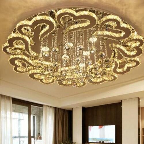 Modern minimalist LED crystal lighting living room round atmospheric luxury bedroom restaurant heart-shaped stepless dimming LED