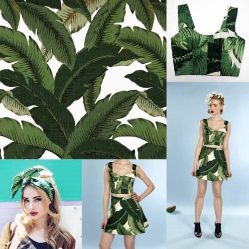 Telas vintage green banana leaf cotton fabric meters for sewing dress cloth DIY material textile tissue tecidos para patchwork