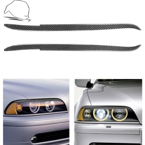 For BMW E39 1997-2003 Carbon Front Headlight Eyebrows Eye Lids Protection Cover Headlamp Refit Sticker Tuning Car Accessories
