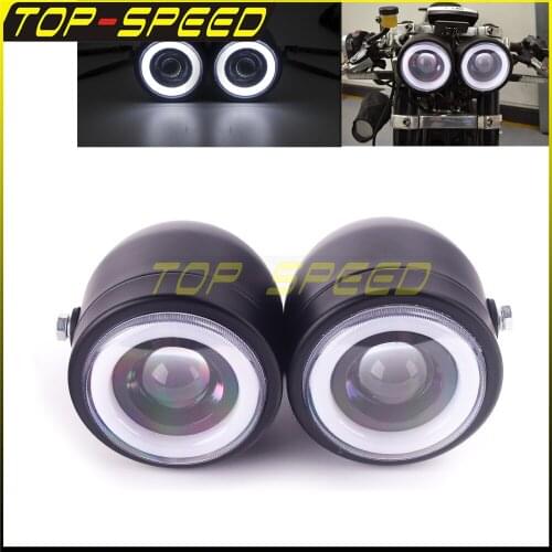 Universal Dominator Street Headlight Twin Dual Head Lamp Vintage DRL Light for Harley Cafe Racer Chopper Honda Suzuki Kawasaki