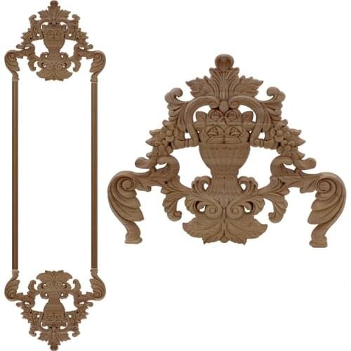 VZLX Shape Woodcarving Decal Vintage Wood Onlay Applique Decorative Wooden Figurines Home Decoration Maison Accessories