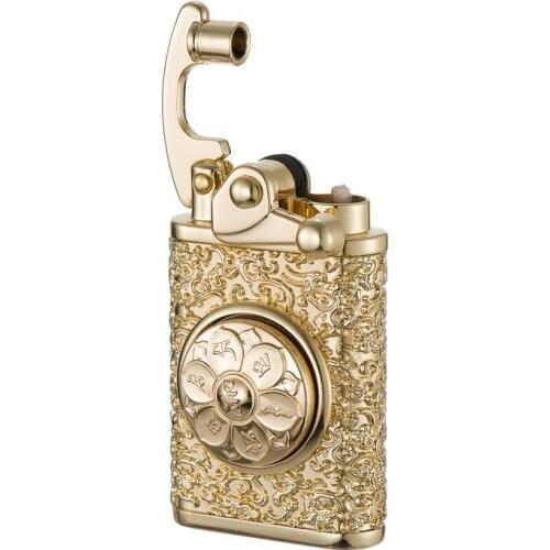 Rocker Arm Lighter Armor Six-character Mantra Creative Old-fashioned Kerosene Lighter High-end Men Gifts Smoking Accessories