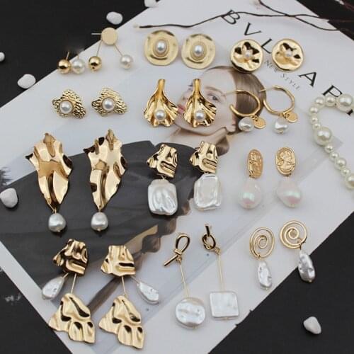 SOHOT Irregular Geometric Asymmetry Women Drop Earrings High Quality Baroque Charm Female Jewelry Brincos