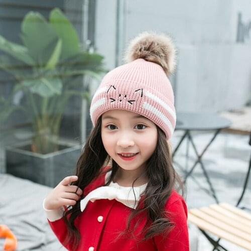 ZMAFOX baby girl boy faux woolen beanie hat winter thicken thermal cap children lovely pompom beanies kids knitted cotton hats