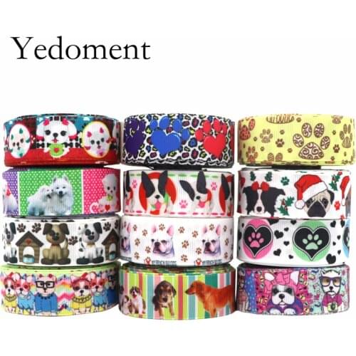 10 yards 7/8" (22mm) dog printed grosgrain ribbon cute animals ribbon hair accessories 10 yards Y2020091802