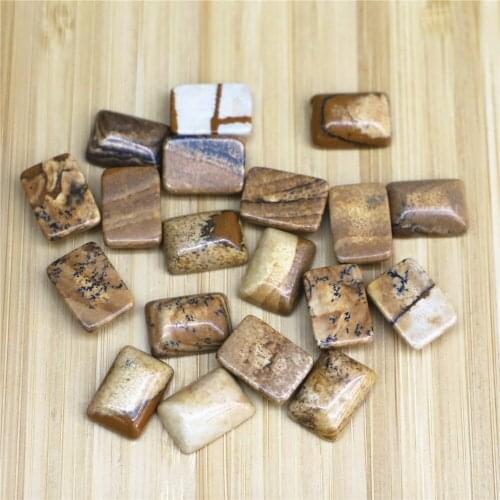 30pcs/lot Mixed Fashion Good Quality Wholesale Assorted Natural Stone Rectangle Cab Cabochon Bead for Jewelry Accessorie 10X14mm