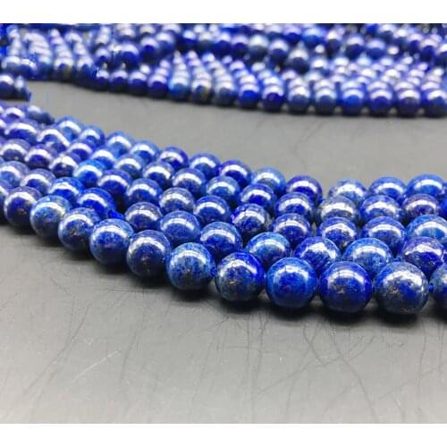 4mm 6mm 8mm 10mm 12mm Blue Natural Stone Lapis Lazuli Round Loose Beads 15" Strand DIY Necklace Bracelet