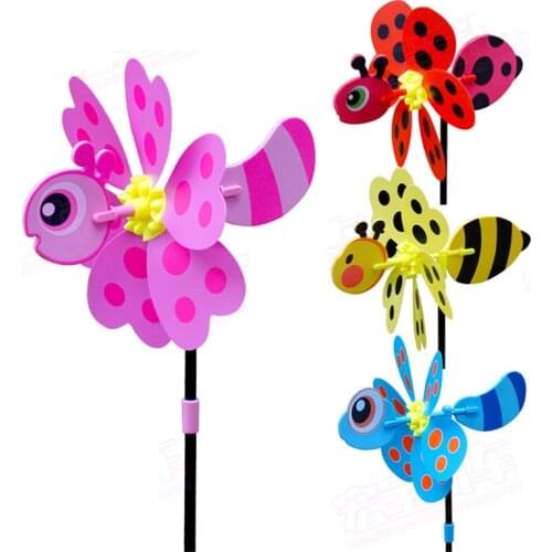 4Pcs/set Plastic DIY Windmill Toys 3D Cartoon Butterfly Whirligig Outdoor Classic Toy Pinwheel Children Garden Decoration Gift