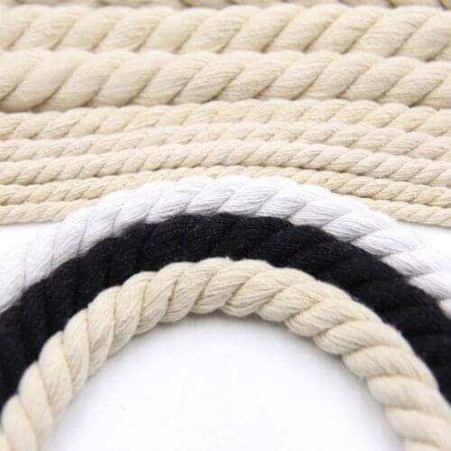 5M/10M 6MM/8MM/10MM/12MM 3 Shares Twisted 100% Cotton Cords Twisted Cotton Rope for Bag Home Decor DIY Home Textile Accessories