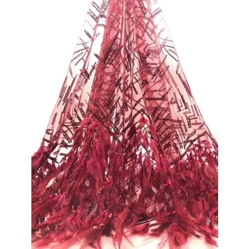 5yards/bag Embroidery sequins new feather tassel 4 colors optional fashion fabric for wedding dress design JH98