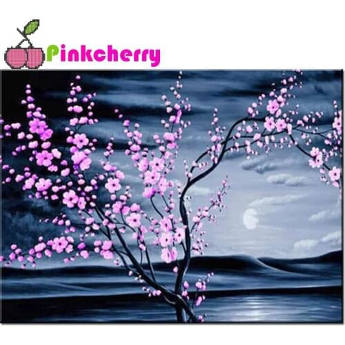 5D Diamond Painting Still Life Cherry Blossom Night Diy Diamond Embroidery Flower Full Square Drill Mosaic Cross Stitch k1151