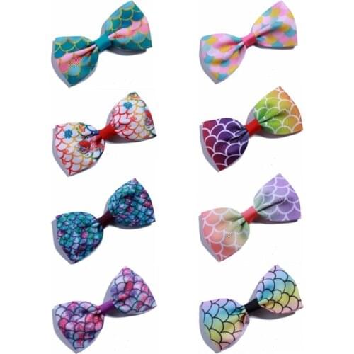 60PCS 7.2CM 2.8" Grosgrain Ribbon Solid Bow Knot Girl Bowknot Hair Clip Boutique Head Wear Hair Accessories You Pick Color