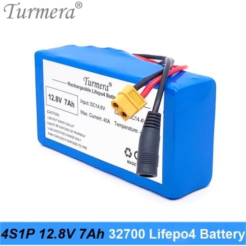 Turmera 12.8V 7Ah 4S1P 32700 Lifepo4 Battery with 4S 40A BMS Balancing for Electric Boat and Car Uninterrupted Power Supply 12V