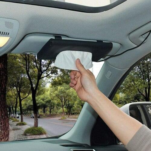 Car Visor Tissue Holder PU Leather Hanging Paper Towel Clip, Napkin Holder Backseat Black Tissue Case 2020 New Arrivals