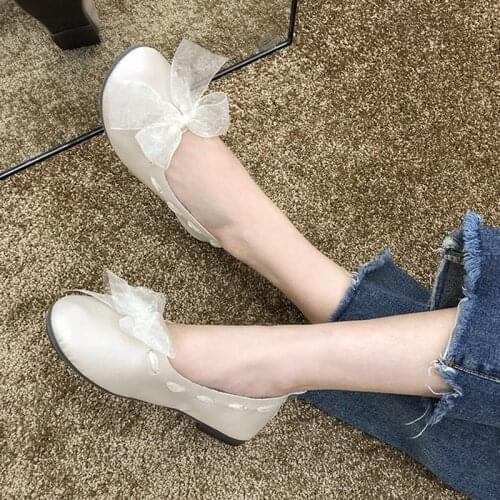 Women Ballet Flats white Bowtie Slip on Shoes Woman Loafers Cute Ladies Shoes Soft Boat Shoes Spring Autumn zapatos mujer N7735L
