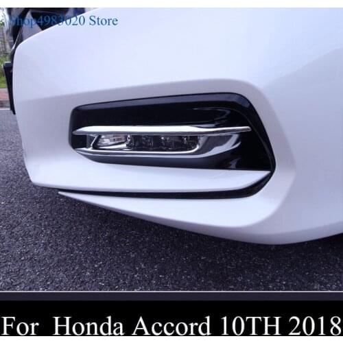 ABS Chrome Carbon fiber Front Head fog light eyebrow trim strip Foglight Lamp Eyelid cover case For Honda Accord 2018 2019 10th
