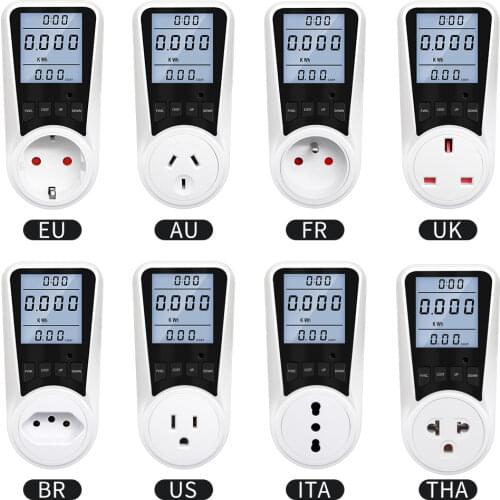 Electricity Usage Monitors Energy Power Consumption Watt Meter Plug-in Socket Power Kilowatt Wattage Meter
