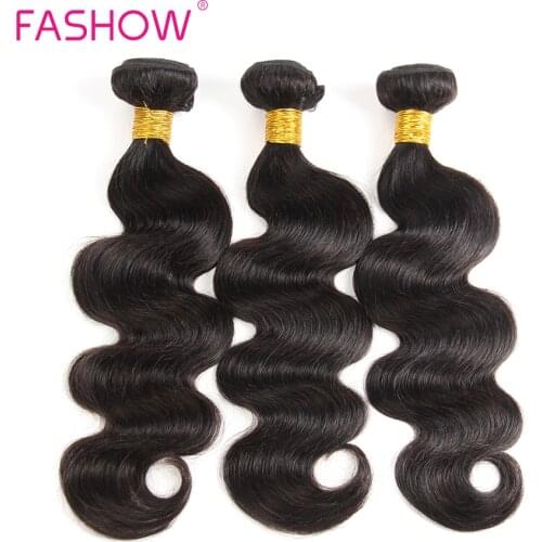 FASHOW 8-34 inch Peruvian Hair Body Wave 3/4 Bundles Better Human Hair Weave Bundles Natural Hair Remy Hair Weaving Extensions