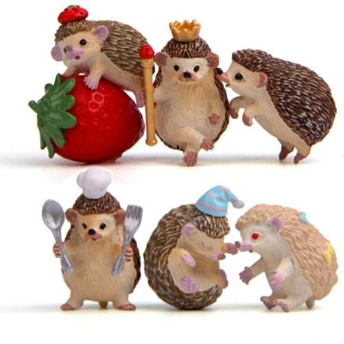 Toy Furnishings Mini Cute Hedgehog Resin Figurine Glass Desktop Decor Fairy Garden Accessory For Kids Christmas Gift