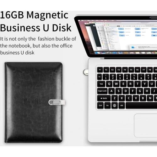 Custom Made Wireless Charging Power Bank Multifunction Notebook U Disk Memory Card Leather Material Loose-Leaf Writing Paper