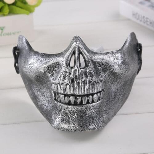 Half Face Skull Mask Halloween Horror Style Masks Masquerade Carnival Prom Masque Anti-terrorism Cosplay Skeleton Half Face Mask