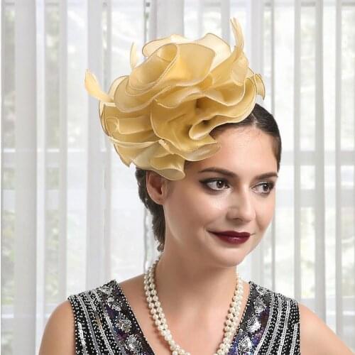 Faux Feather Mini Fascinator Hat Net Yarn Flower Shape Solid Color Cocktail Headwear Hair Wedding Banquet Party Accessories
